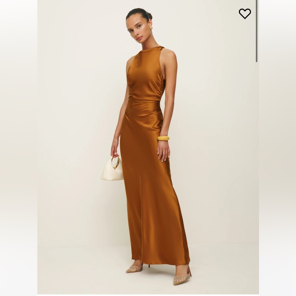 Reformation Anaiis Silk Dress Gold - never worn!